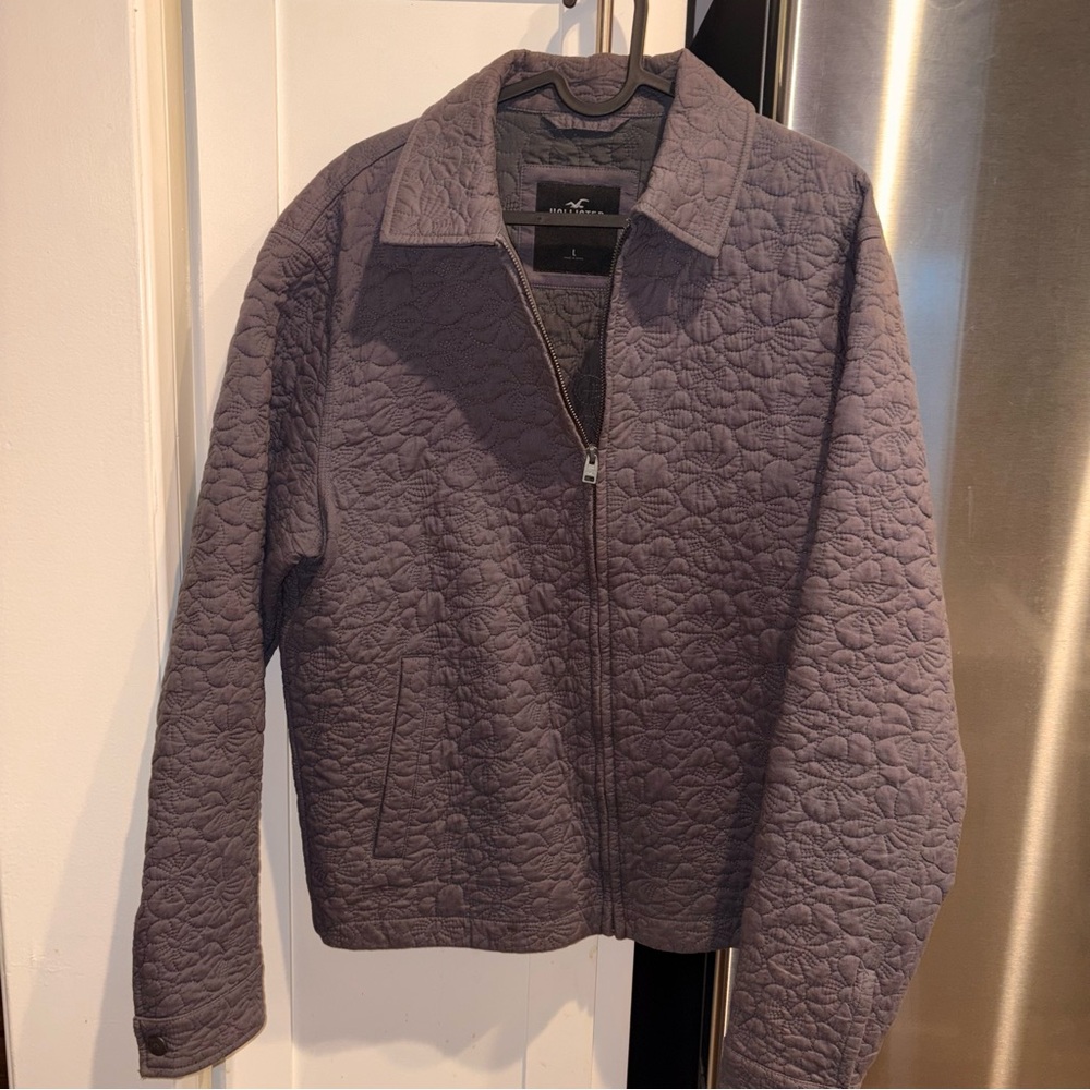 Hollister Quilted Floral Zip Up Collated Jacket - Men Large